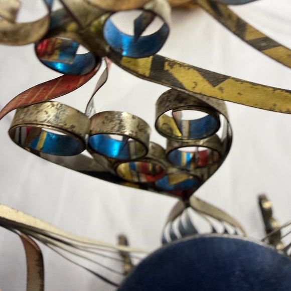 Vintage 1970 Recycled MINI Tin Can Art Blue Velvet Pin Cushion Rocking Chair - Picture 13 of 14